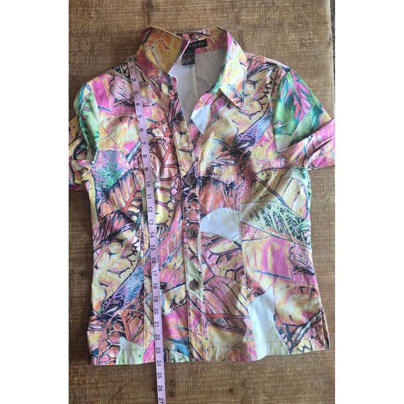 Yansi Fugel floral long sleeve button-up lightweight jacket Women's size medium - Picture 8 of 10
